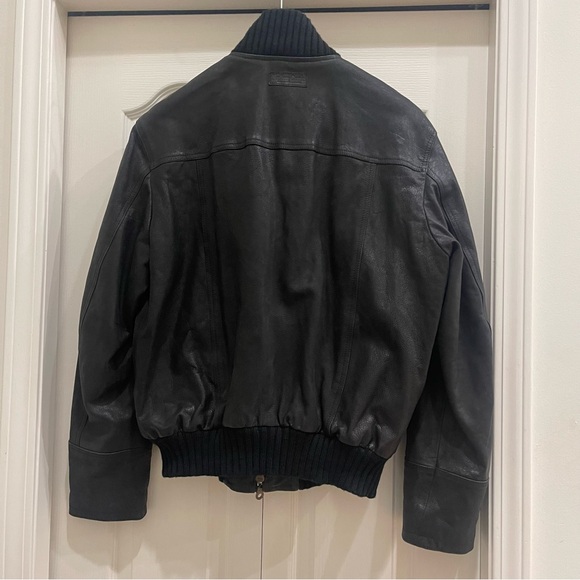 RARE MARLBORO CLASSICS Black Leather Bomber Jacket VINTAGE Oldstock HTF L MENS - Picture 2 of 13